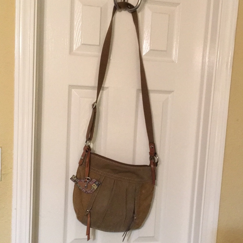Ladies Boho Fossil Shoulder Bag Or Crossbody Tan … - image 1